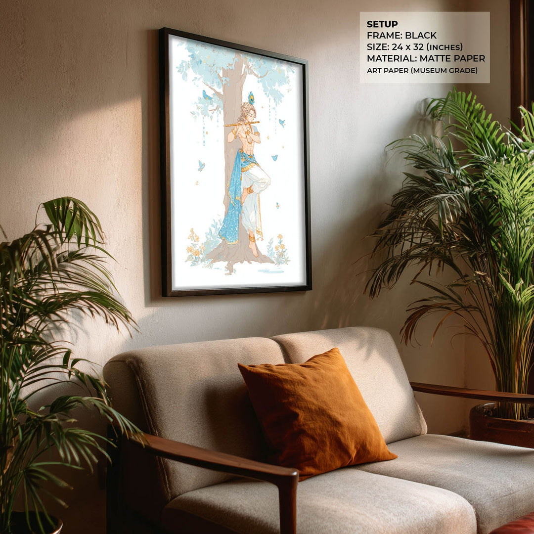 Lord Krishna Flute Wall Art – Vastu Painting for Home Decor