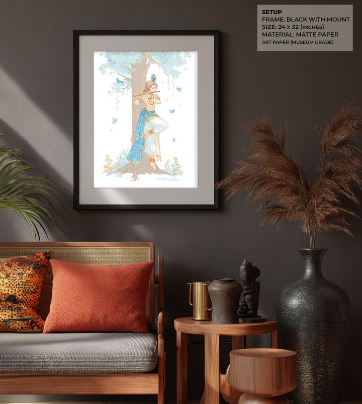 Lord Krishna Flute Wall Art – Vastu Painting for Home Decor