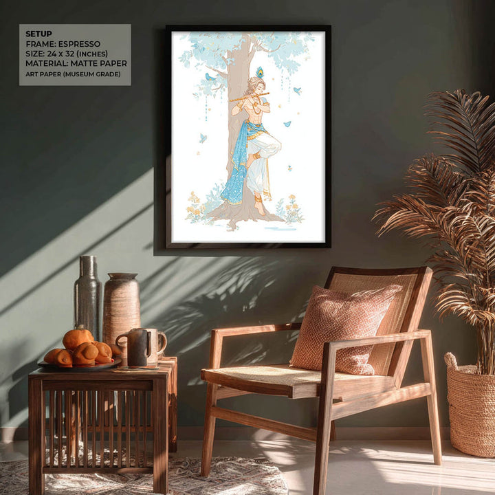 Lord Krishna Flute Wall Art – Vastu Painting for Home Decor