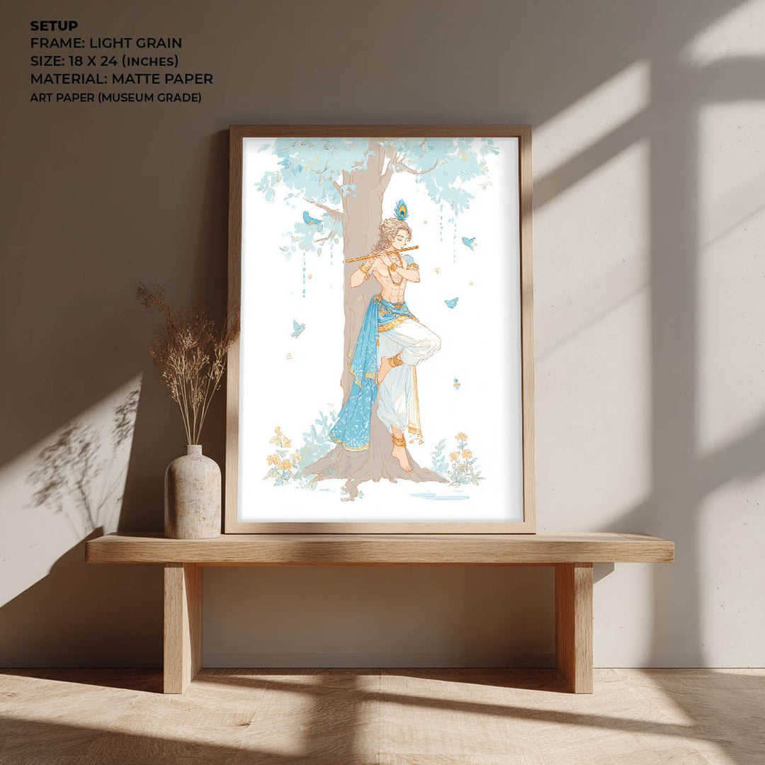Lord Krishna Flute Wall Art – Vastu Painting for Home Decor