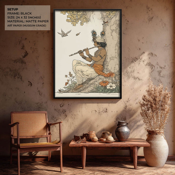 Lord Krishna Playing Flute Painting – Vastu Wall Art