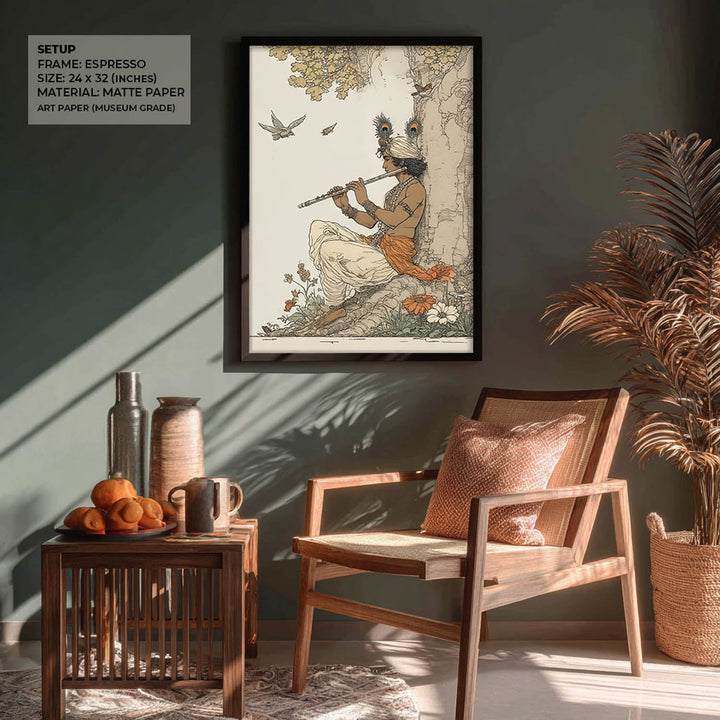 Lord Krishna Playing Flute Painting – Vastu Wall Art