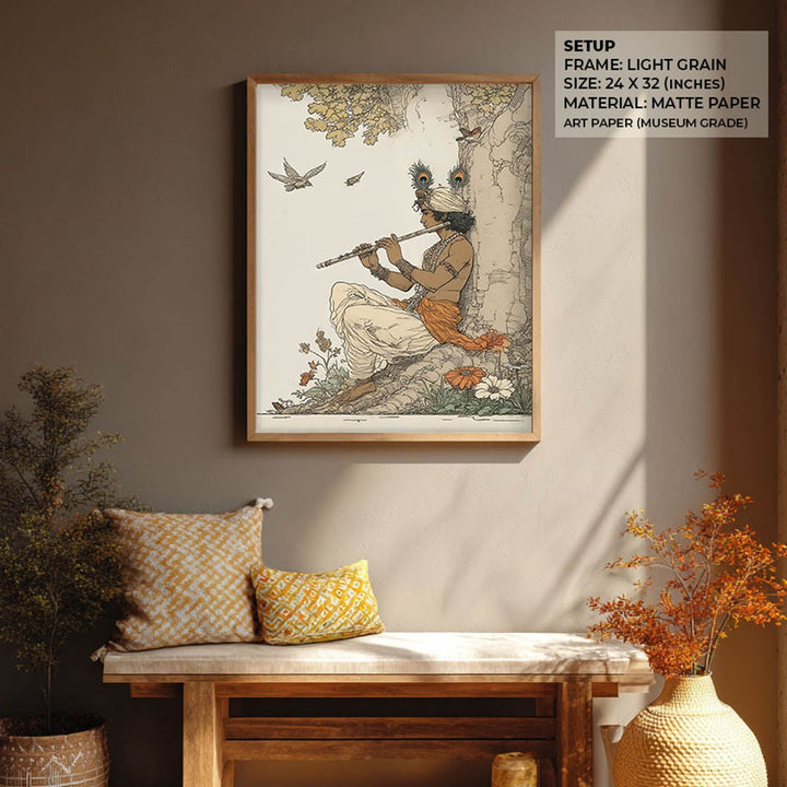 Lord Krishna Playing Flute Painting – Vastu Wall Art