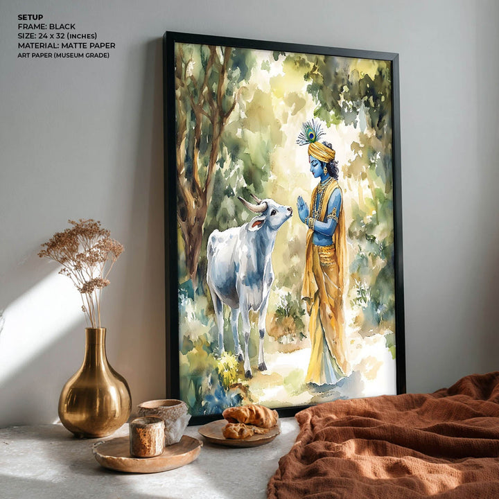 Lord Krishna with Cow - Vastu Painting