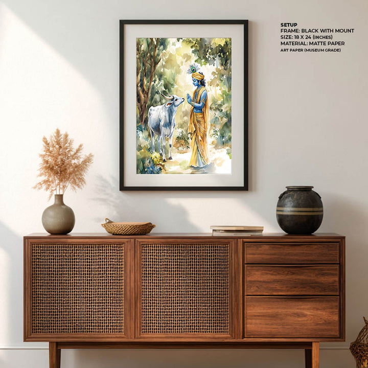 Lord Krishna with Cow - Vastu Painting