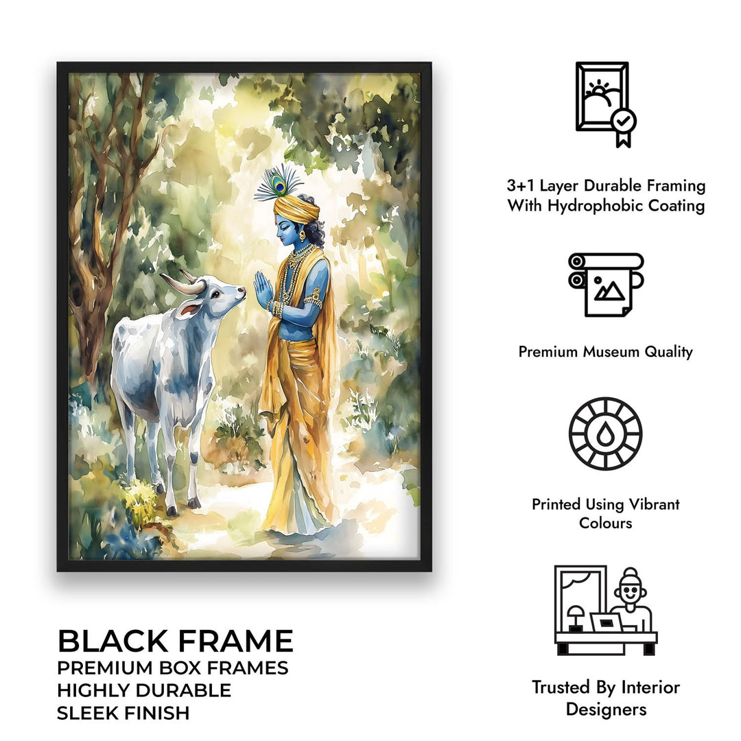 Lord Krishna with Cow - Vastu Painting