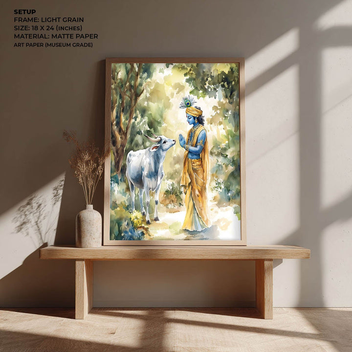 Lord Krishna with Cow - Vastu Painting