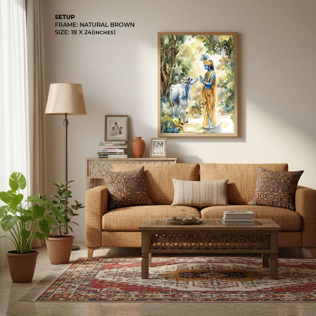 Lord Krishna with Cow - Vastu Painting