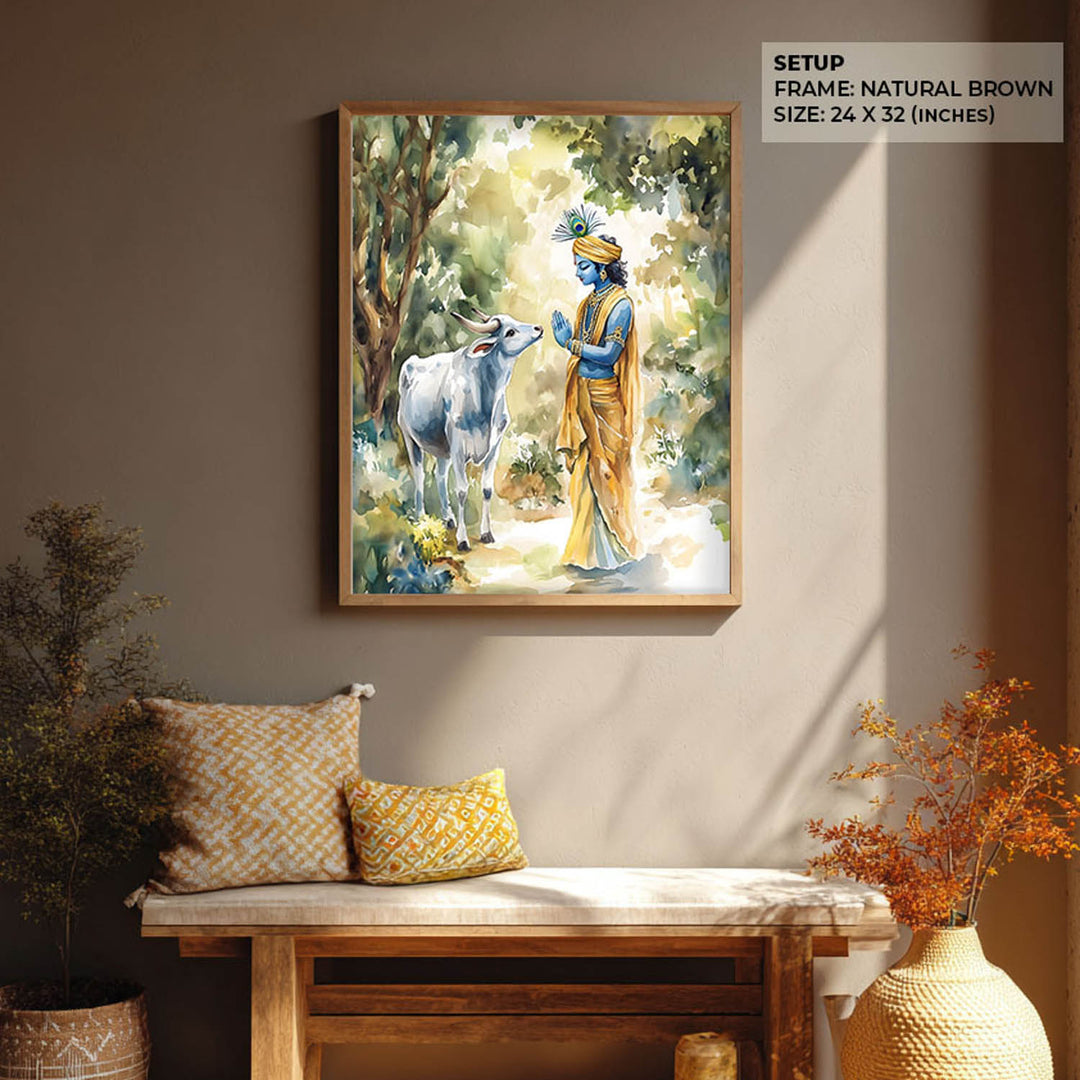 Lord Krishna with Cow - Vastu Painting