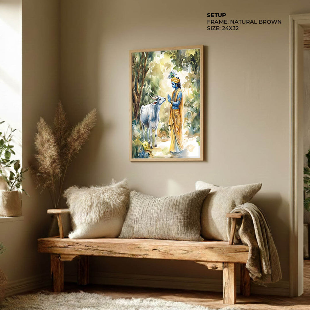 Lord Krishna with Cow - Vastu Painting