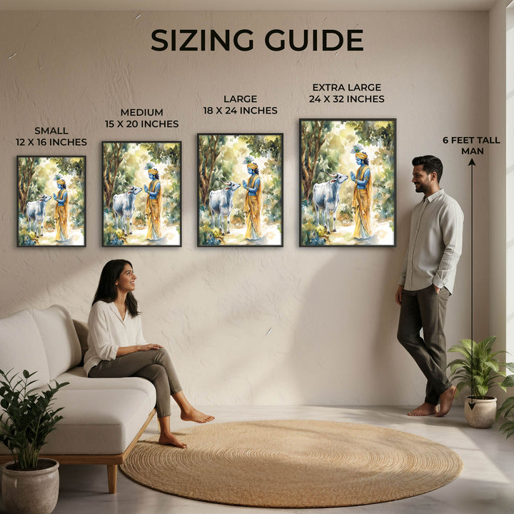 Lord Krishna with Cow - Vastu Painting