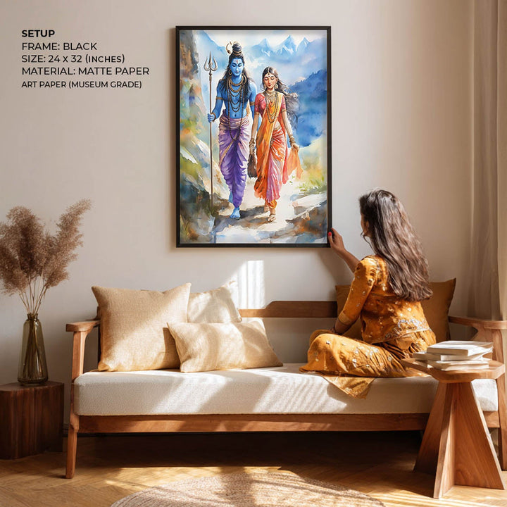Lord Shiv & Goddess Parvati - Vastu Painting