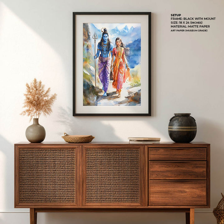 Lord Shiv & Goddess Parvati - Vastu Painting
