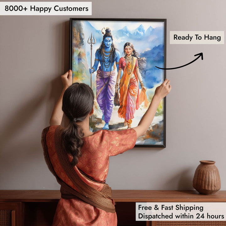Lord Shiv & Goddess Parvati - Vastu Painting