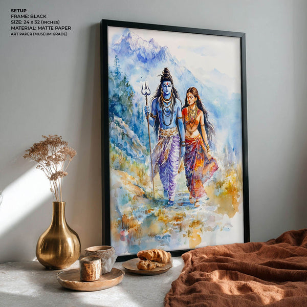 Lord Shiv & Goddess Parvati in Himalaya  - Vastu Painting