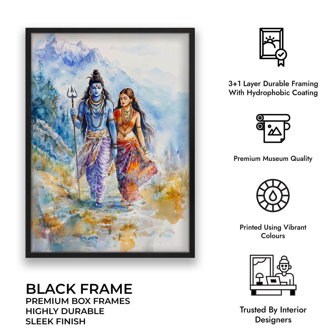 Lord Shiv & Goddess Parvati in Himalaya  - Vastu Painting