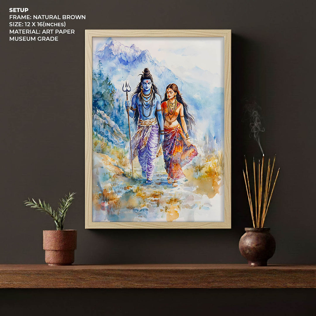 Lord Shiv & Goddess Parvati in Himalaya  - Vastu Painting
