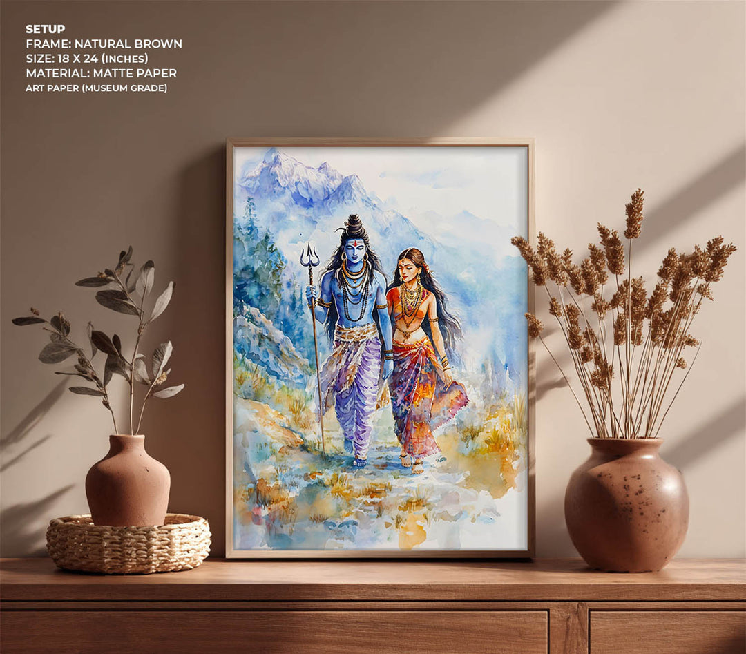 Lord Shiv & Goddess Parvati in Himalaya  - Vastu Painting
