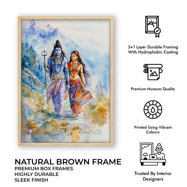 Lord Shiv & Goddess Parvati in Himalaya  - Vastu Painting
