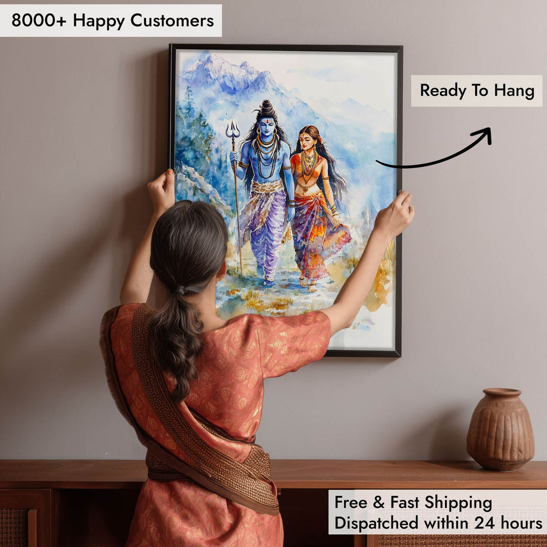Lord Shiv & Goddess Parvati in Himalaya  - Vastu Painting