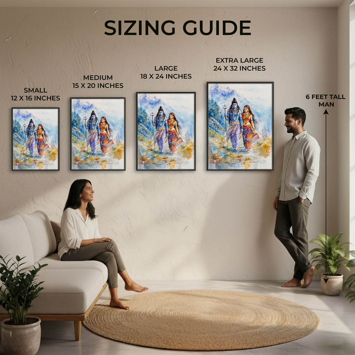 Lord Shiv & Goddess Parvati in Himalaya  - Vastu Painting