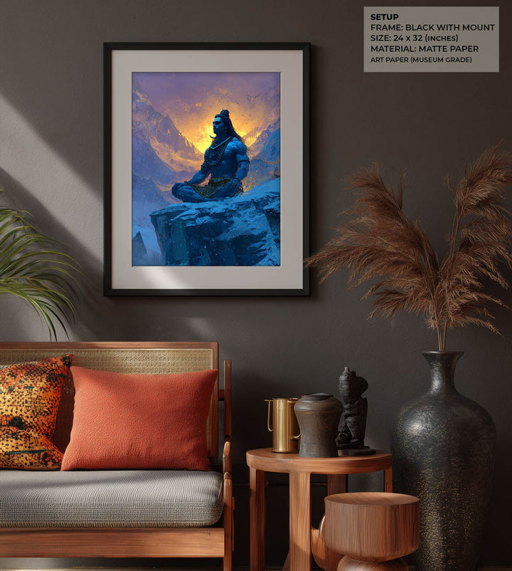 Lord Shiva Meditation Painting – Mahadev Himalayan Vastu Wall Art