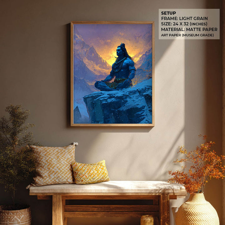 Lord Shiva Meditation Painting – Mahadev Himalayan Vastu Wall Art