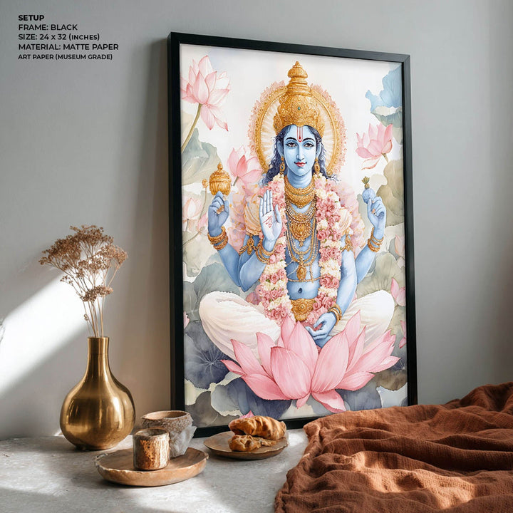 Lord Vishnu on Lotus - Vastu Painting