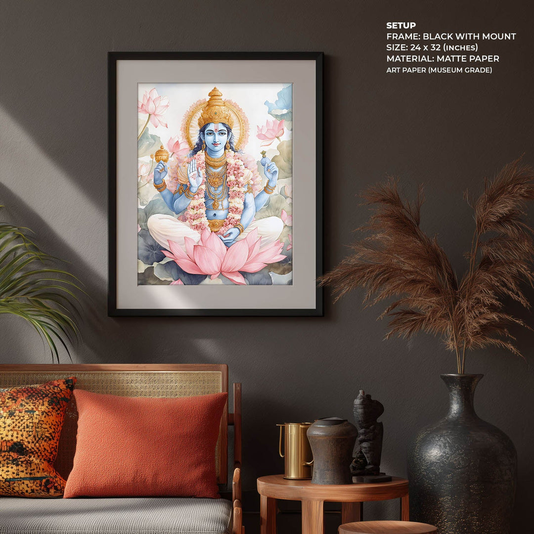 Lord Vishnu on Lotus - Vastu Painting