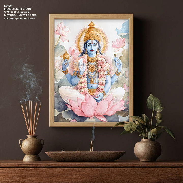 Lord Vishnu on Lotus - Vastu Painting