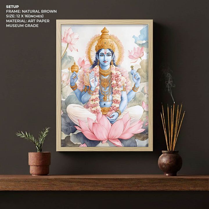 Lord Vishnu on Lotus - Vastu Painting