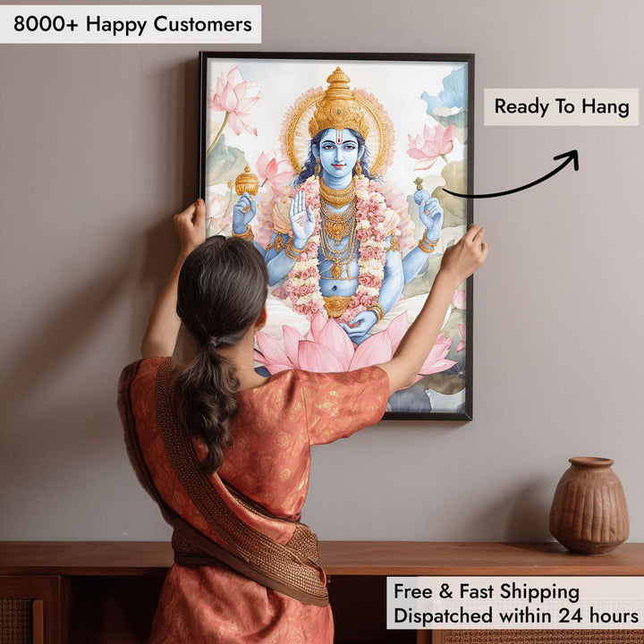 Lord Vishnu on Lotus - Vastu Painting