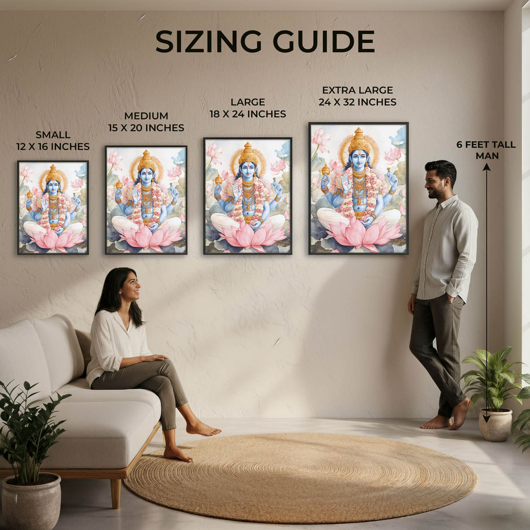 Lord Vishnu on Lotus - Vastu Painting