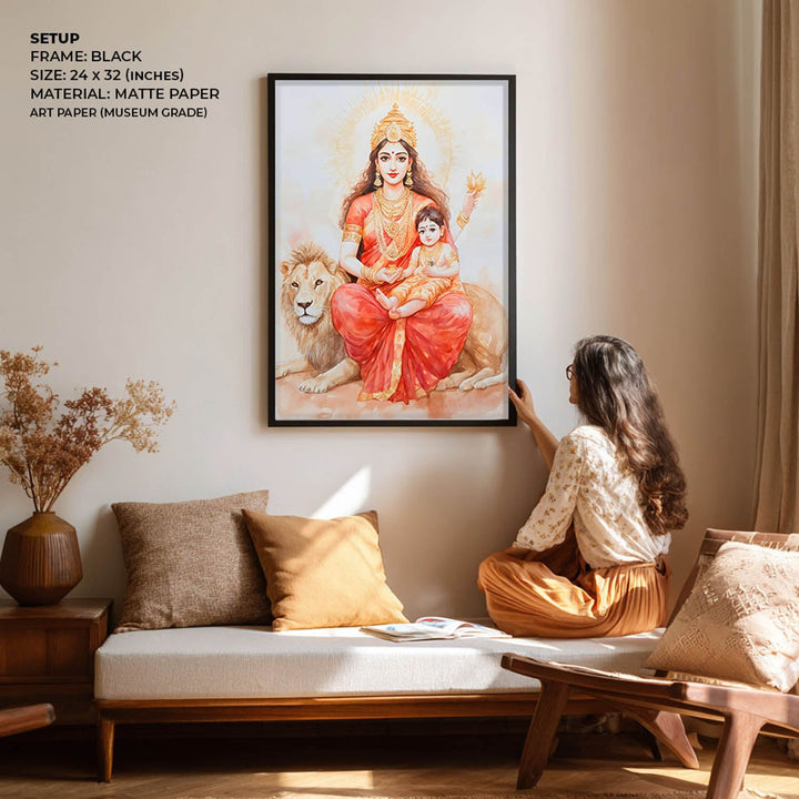 Maa Durga on Lion - Vastu Painting