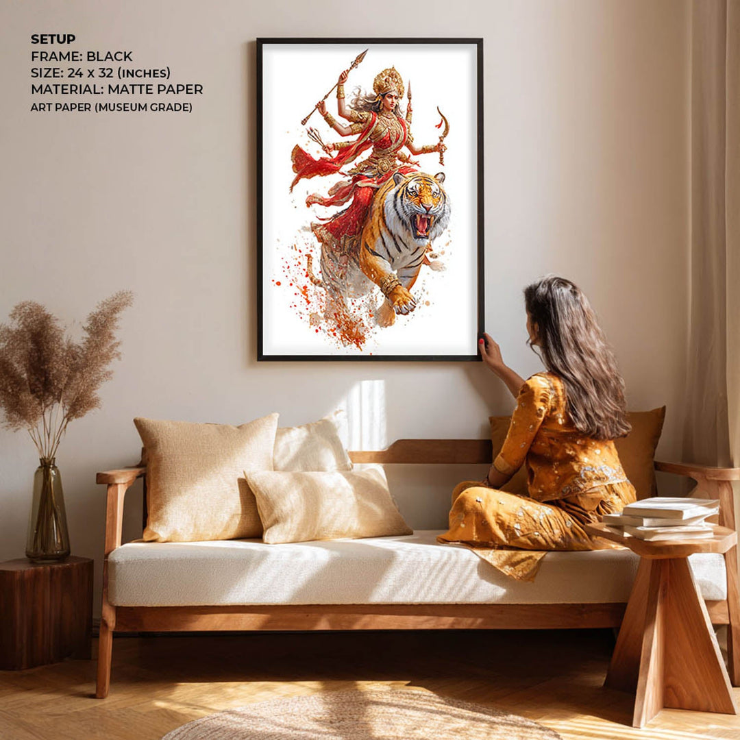 Maa Durga on Tiger - Vastu Painting