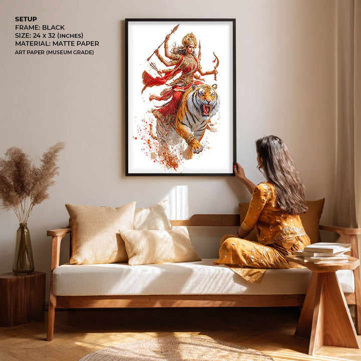 Maa Durga on Tiger - Vastu Painting