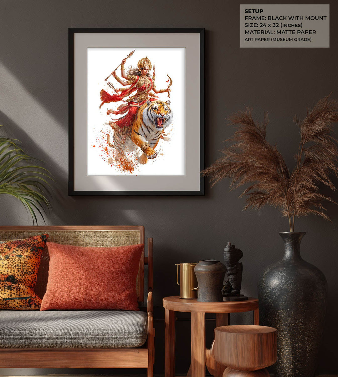 Maa Durga on Tiger - Vastu Painting