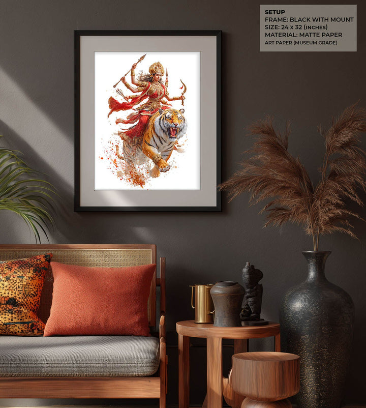 Maa Durga on Tiger - Vastu Painting