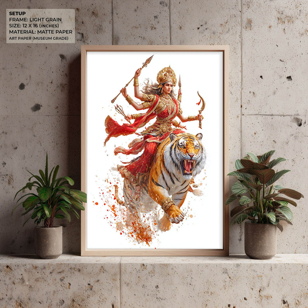 Maa Durga on Tiger - Vastu Painting