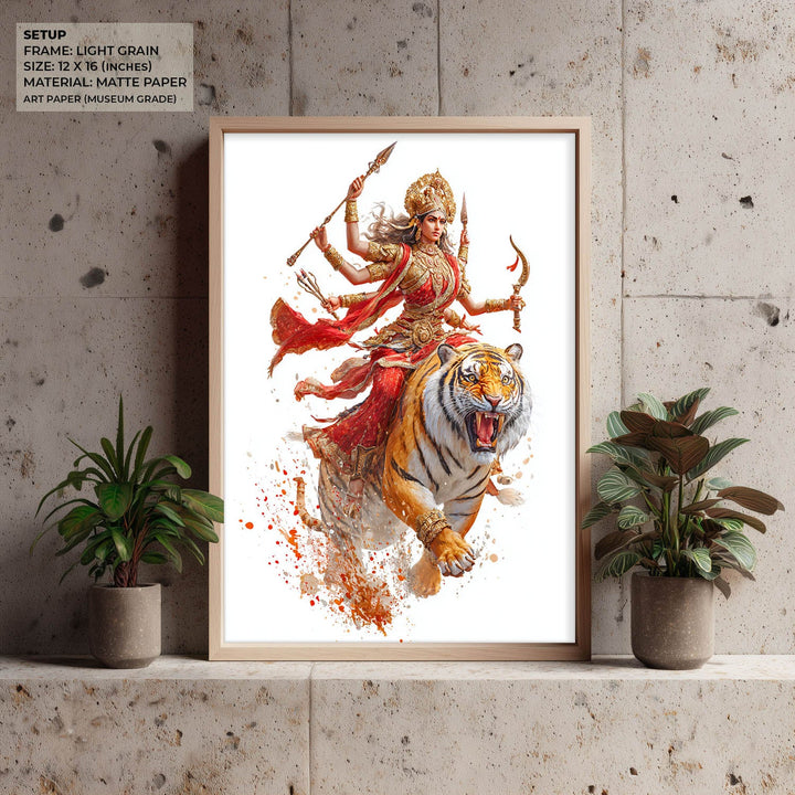 Maa Durga on Tiger - Vastu Painting