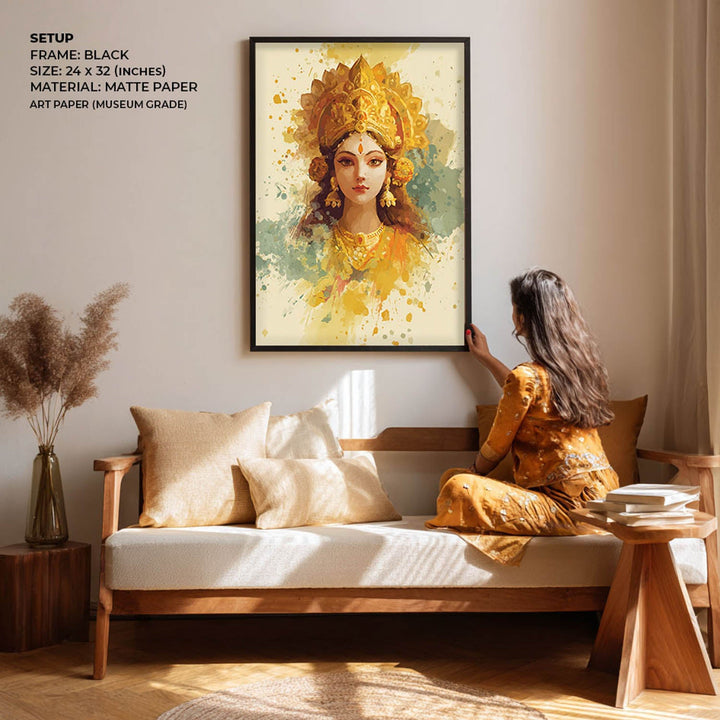 Maa Laxmi Painting – Golden Goddess Wall Art
