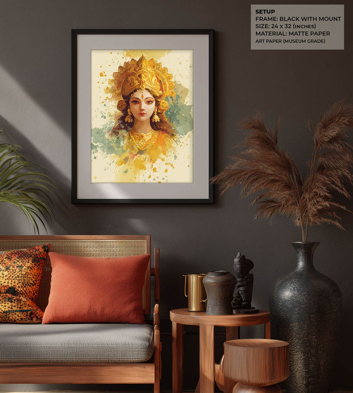 Maa Laxmi Painting – Golden Goddess Wall Art