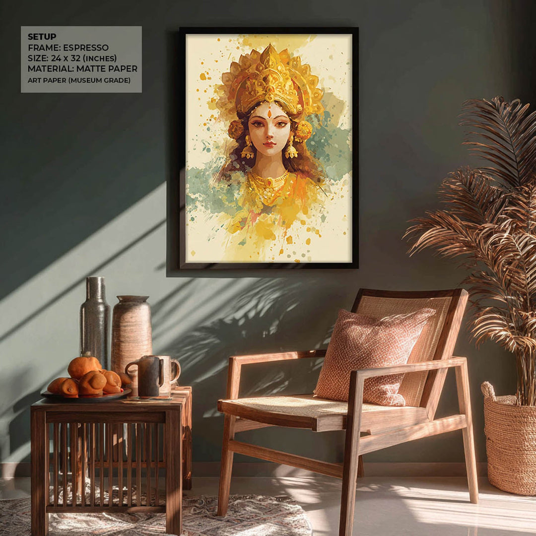 Maa Laxmi Painting – Golden Goddess Wall Art