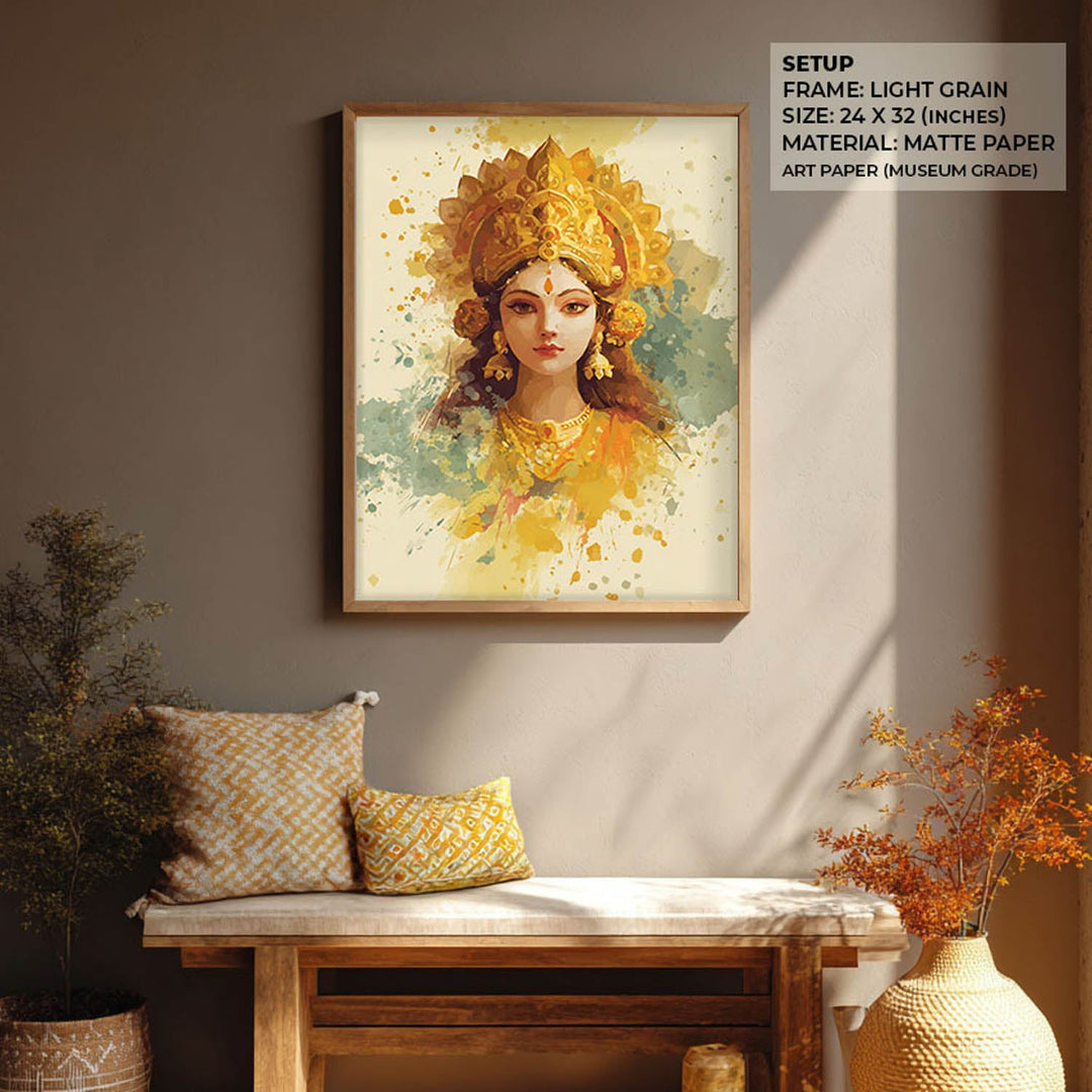 Maa Laxmi Painting – Golden Goddess Wall Art