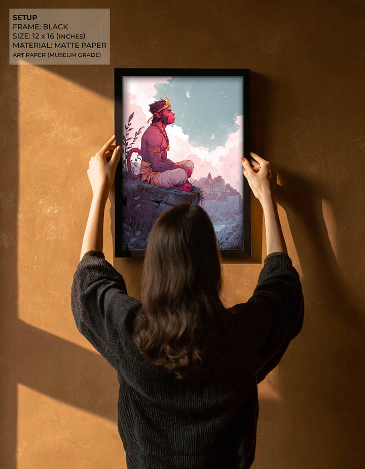 Meditative Hanuman Painting – Bajrangbali Wall Art