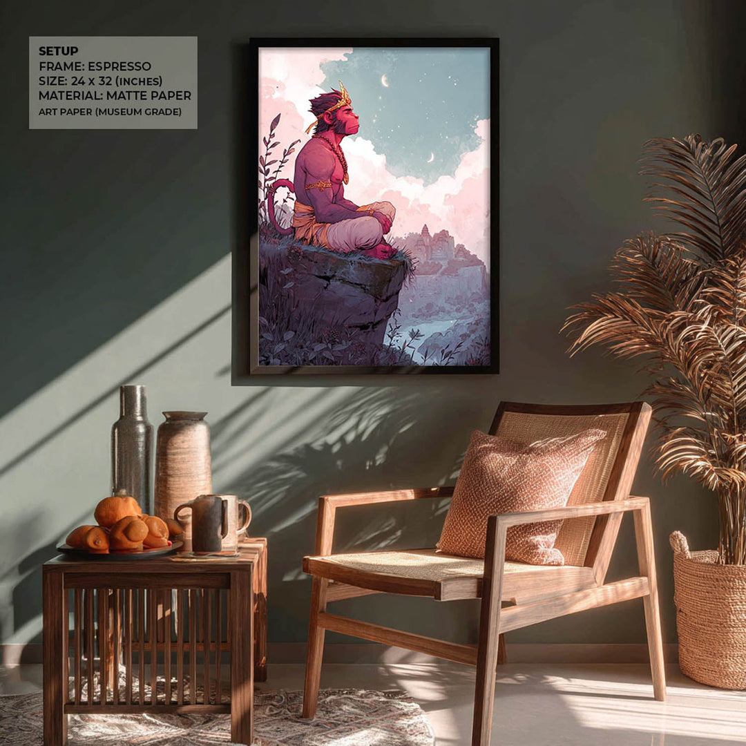 Meditative Hanuman Painting – Bajrangbali Wall Art