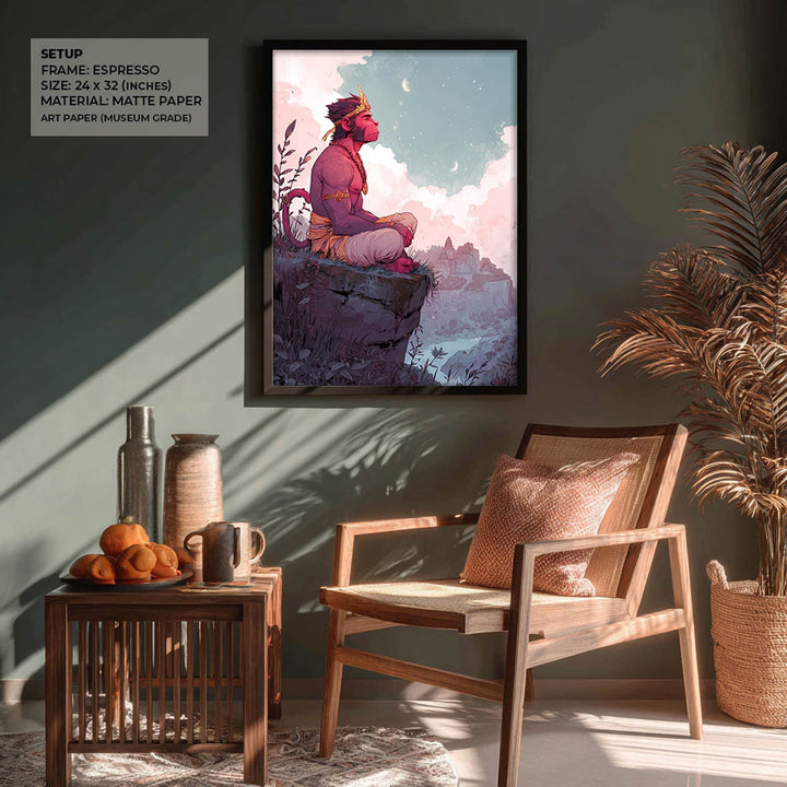 Meditative Hanuman Painting – Bajrangbali Wall Art