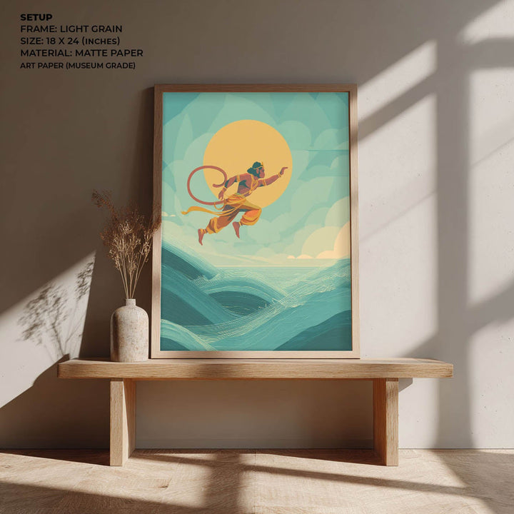 Mighty Hanuman Painting – Ocean Crossing Wall Art