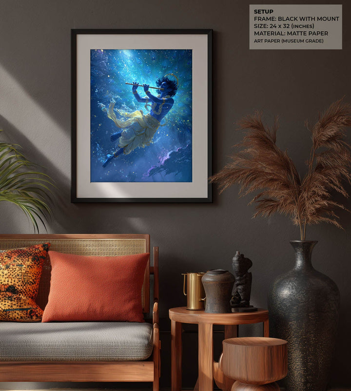 Mystic Krishna Painting – Flute Wall Art