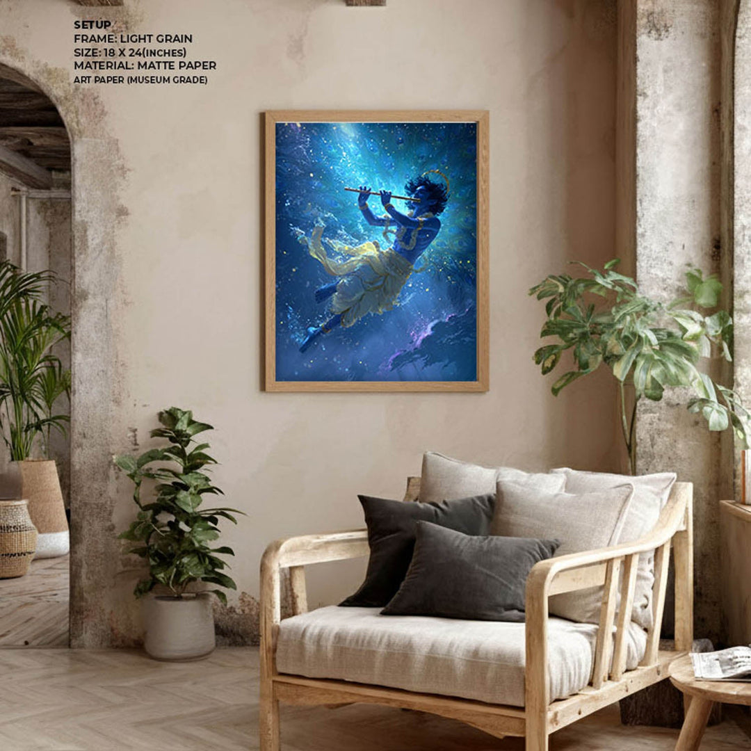 Mystic Krishna Painting – Flute Wall Art